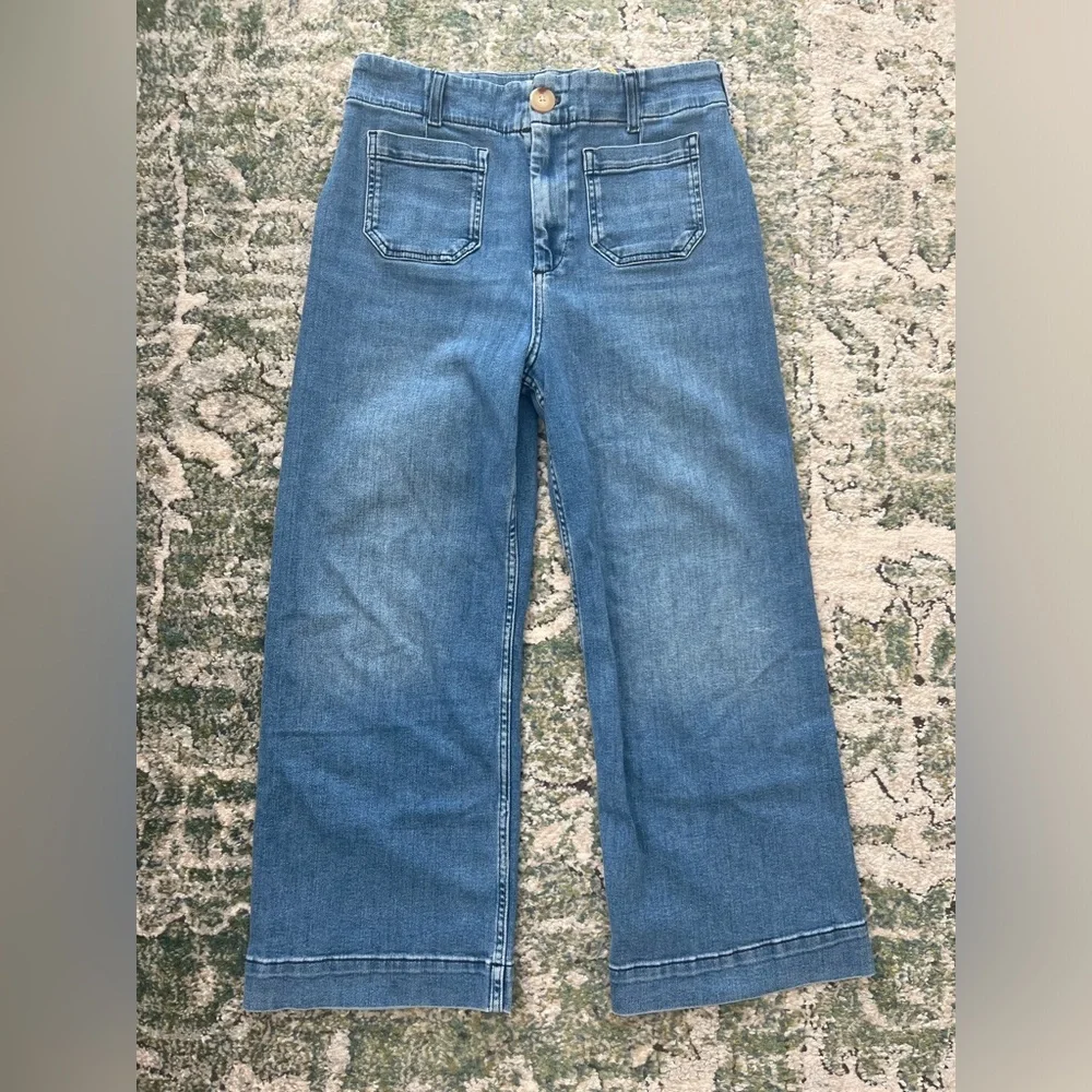 Maeve Wide Leg Flare Jeans in Medium Blue - Picture 1 of 3